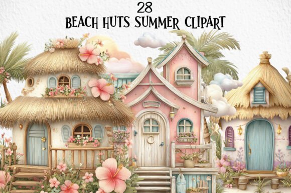 Beach Huts Summer Clipart: Crafting Coastal Charm