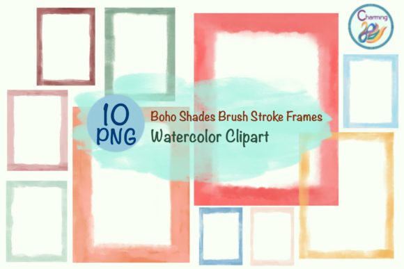 Boho Brush Stroke Watercolor Frames for Creative Projects