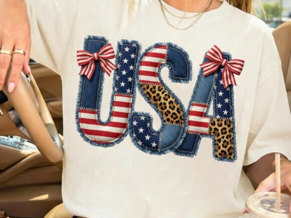 Celebrate with 4th of July Faux Patchwork USA PNG