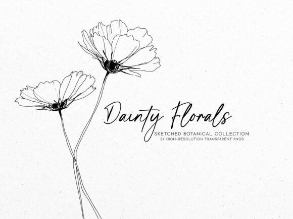 Dainty Florals: A Botanical Line Art Set for Timeless Design