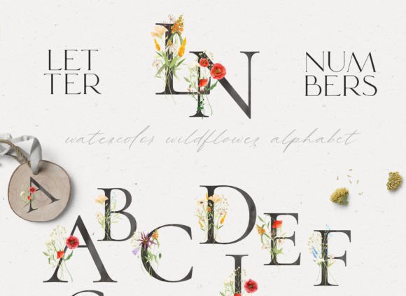 Dark Floral Letters Numbers: A Modern Botanical Alphabet