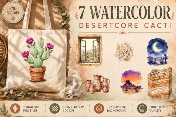 Desertcore Cacti Landscape Clipart PNG: A Visual Toolkit