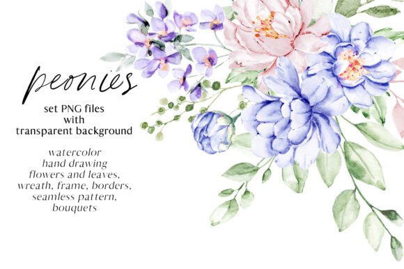 Floral Watercolor Set: Peonies for Elegant Design