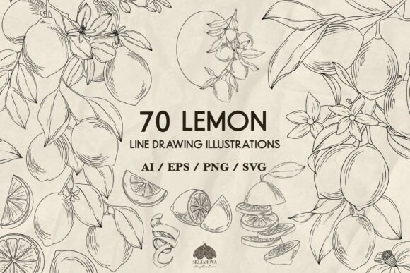 Lemons Line Drawing SVG PNG EPS: A Zesty Design Toolkit