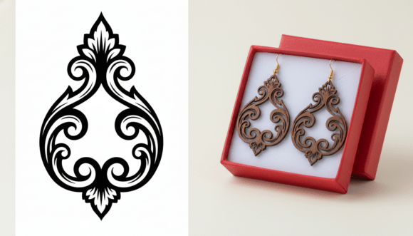 Ornamental Teardrop Earring Laser Cut: Vintage Elegance in Your Hands
