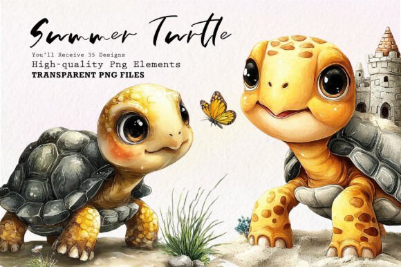 Quirky Funny Summer Turtle Clipart: Dive into Delightful Design