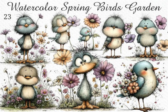 Springtime Serenity: Using Watercolor Bird Clipart in Your Designs