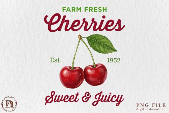 Vintage Cherry Retro Summer Fruit PNG: A Sweet Design Asset