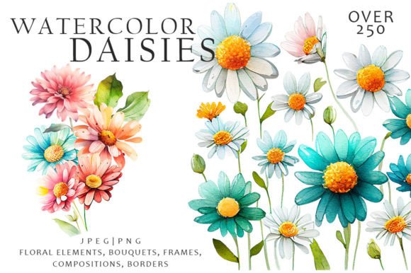 Watercolor Daisies Flowers Clipart: A Designer's Floral Toolkit
