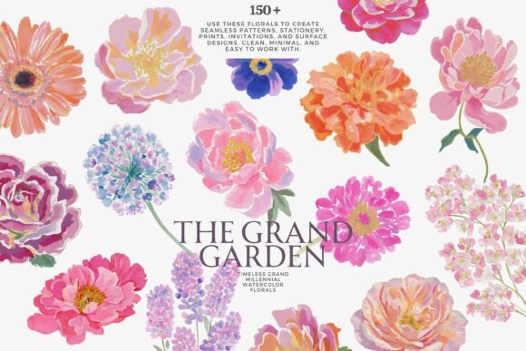 Watercolor Floral Clipart Bundle: Soft Pastels for Modern Designs