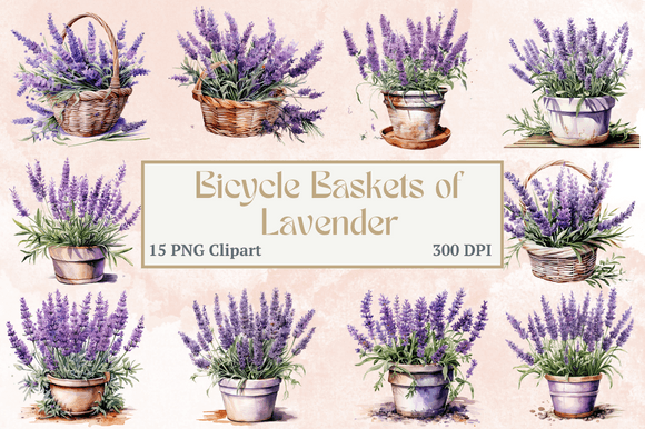 Watercolor Lavender Basket Png Clipart for Your Projects