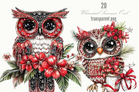 Whimsical Summer Owl Clipart: A Playful Asset for Creative Projects